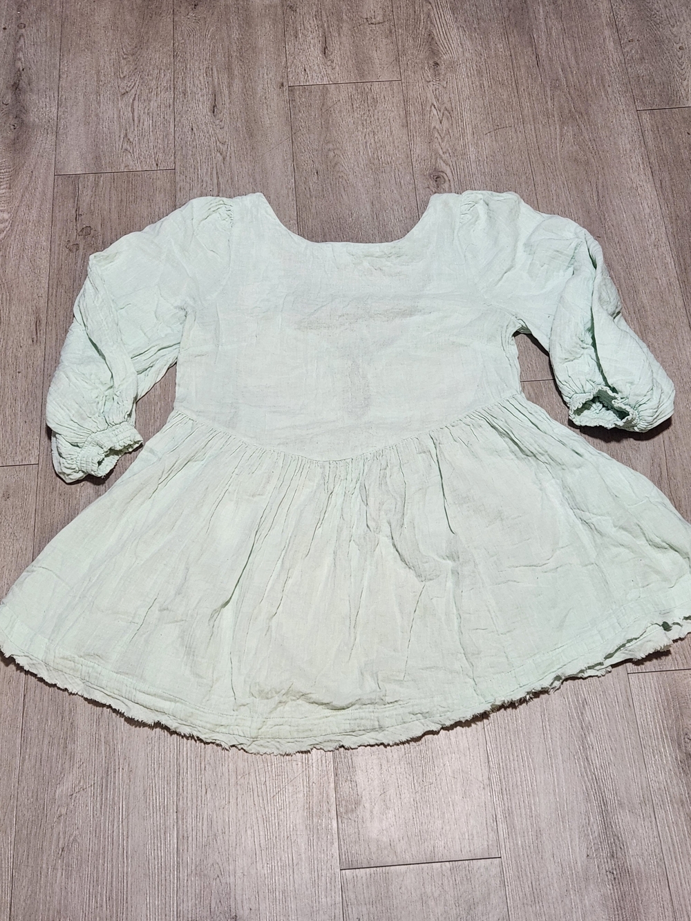 ✨ Free People Mint Green Gauzy Balloon Sleeve Babydoll Tunic L